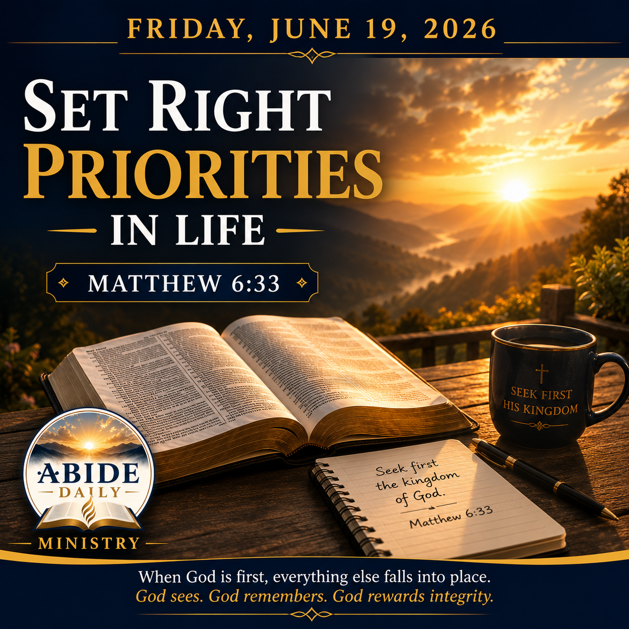Set Right Priorities in Life — Friday, June 19