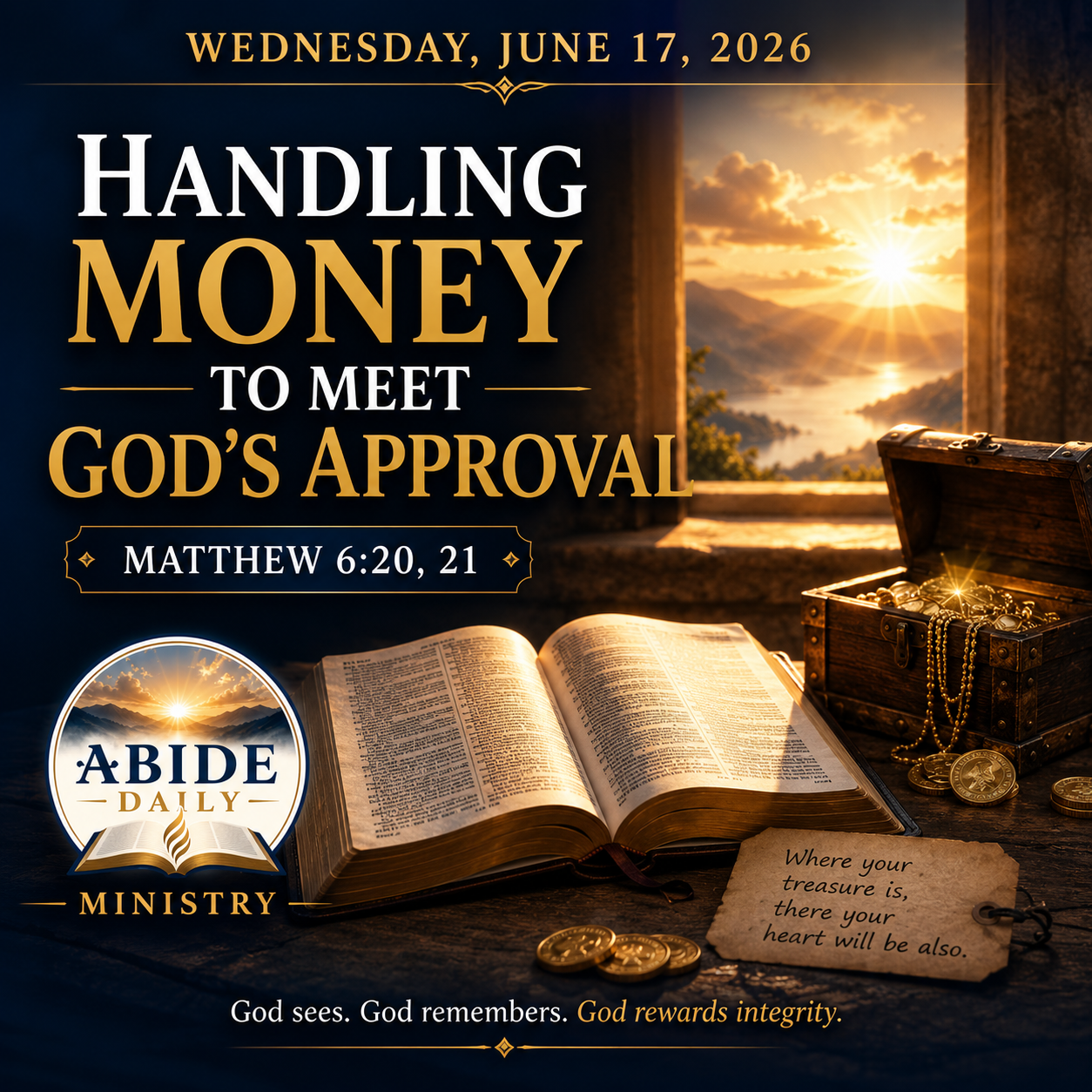 Handling Money to Meet God’s Approval — Wednesday, June 17